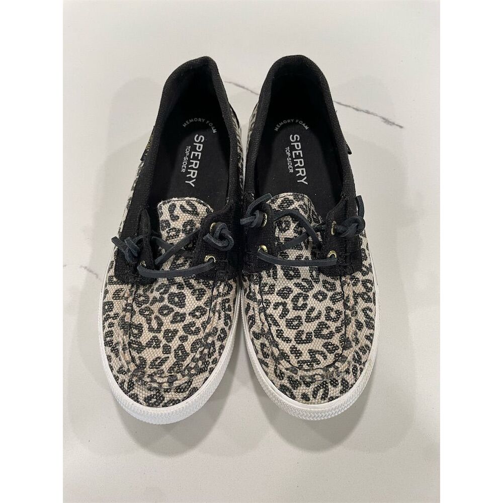 Sperry Women's Leopard Print Boat Shoes Size 6 Memory Foam Casual
